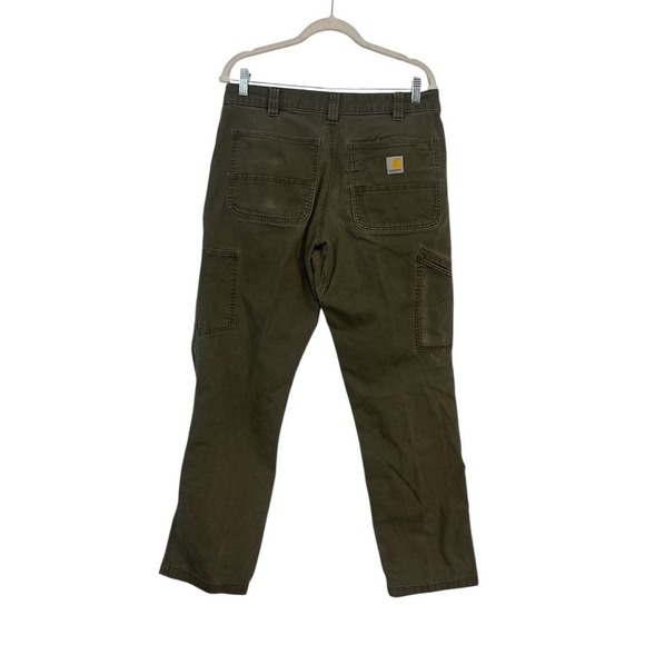 MENS 34x32 - Olive Carhartt Rugged Double Knee Relaxed Fit Utility Pants (924) - Picture 2 of 5